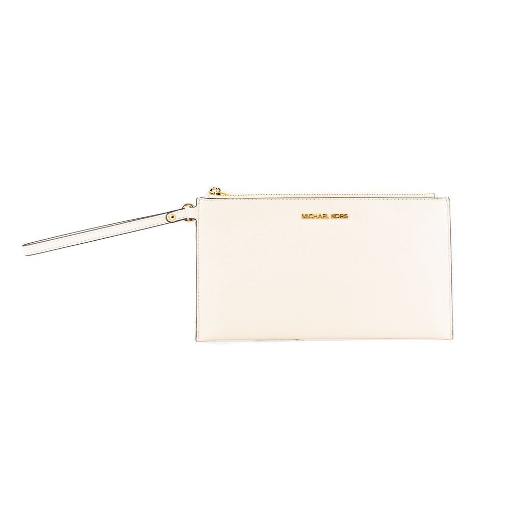 Beige Leather Clutch Bag