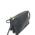 Trio Black Leather Shoulder Bag