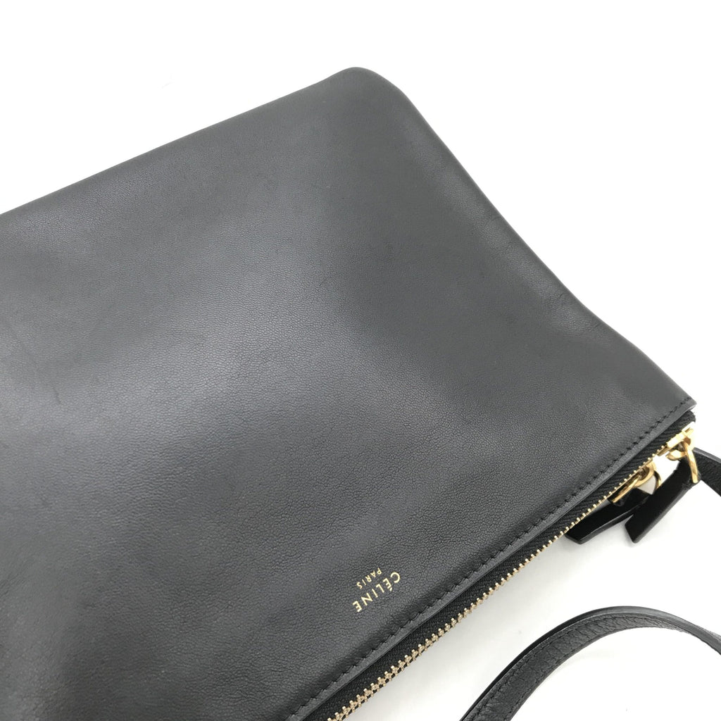 Trio Black Leather Shoulder Bag