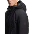 Black Polyester Full-Length Jacket