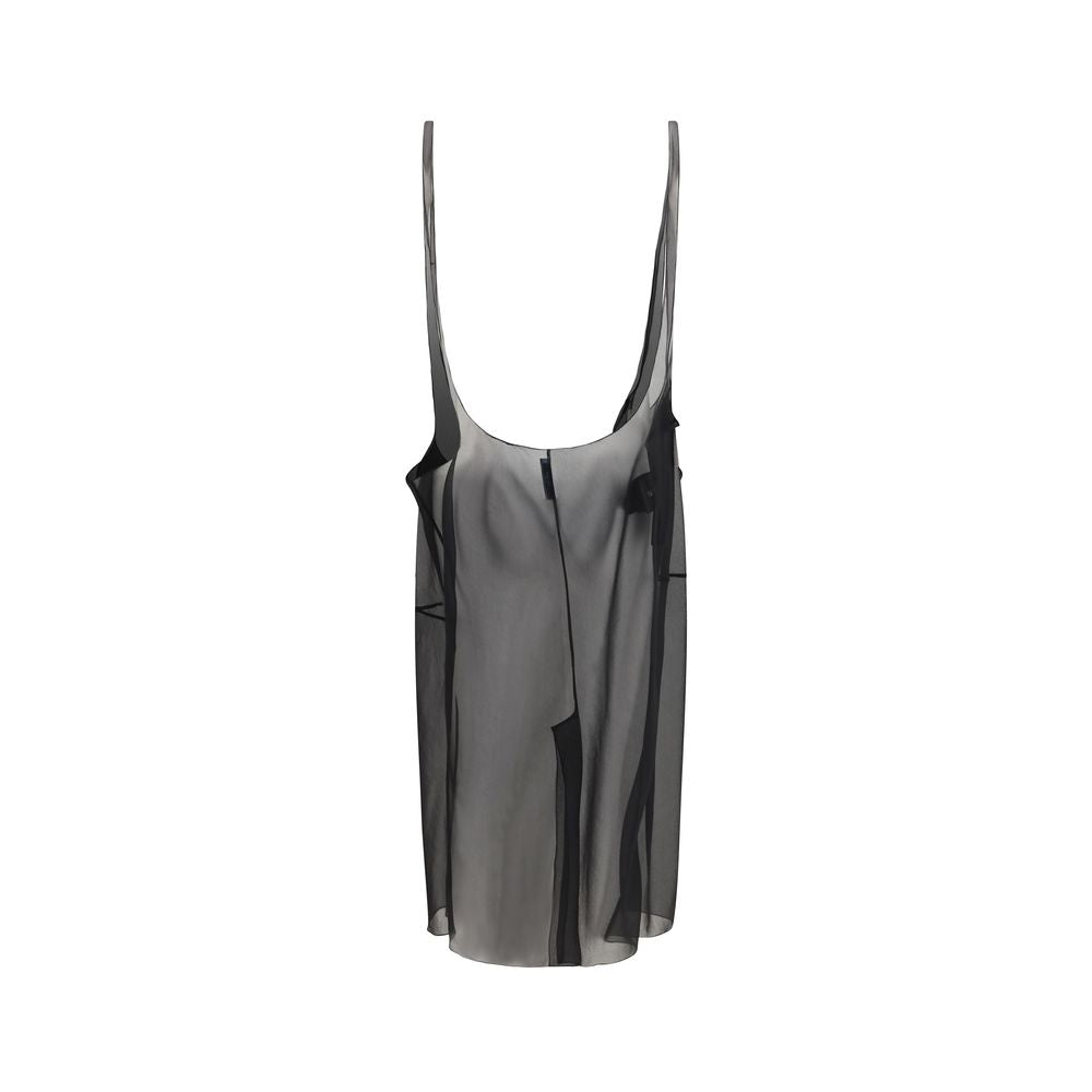 Black Polyester Midi Skirt