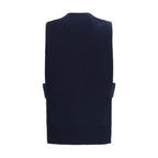 Blue Cashmere Sleeveles Sweater