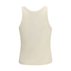 Beige Cotton Sleeveles T-Shirt