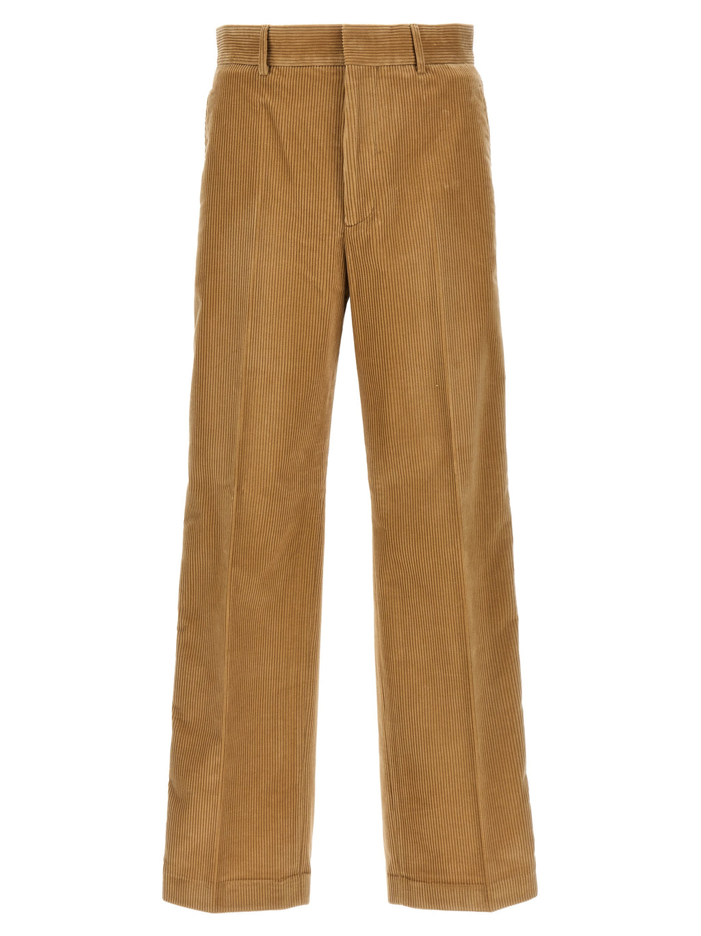 Beige Cotton Casual Pants