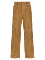 Beige Cotton Casual Pants