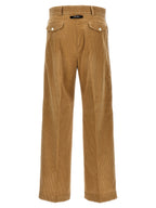 Beige Cotton Casual Pants