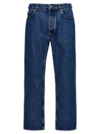 Blue Cotton Straight-Leg Jeans