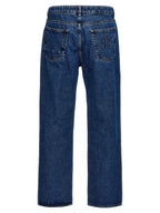 Blue Cotton Straight-Leg Jeans