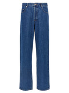 Blue Cotton Straight-Leg Jeans