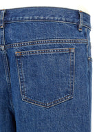 Blue Cotton Straight-Leg Jeans