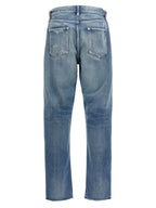 Blue Cotton Straight-Leg Jeans