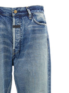 Blue Cotton Straight-Leg Jeans