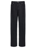 Black Cotton Straight-Leg Jeans