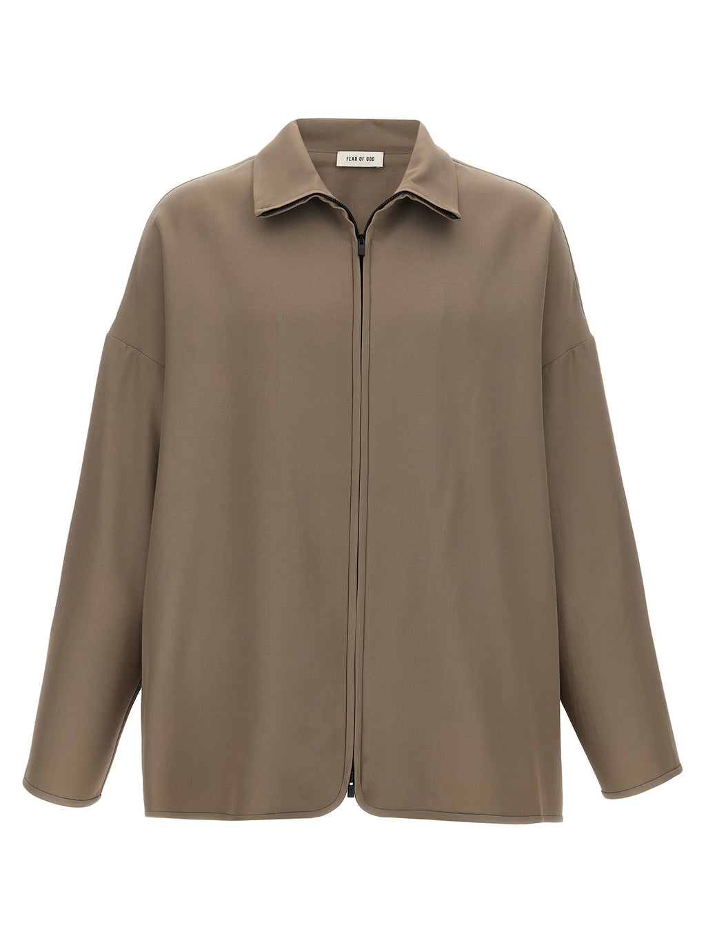 Beige Virgin Wool Full-Length Jacket