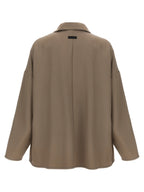 Beige Virgin Wool Full-Length Jacket