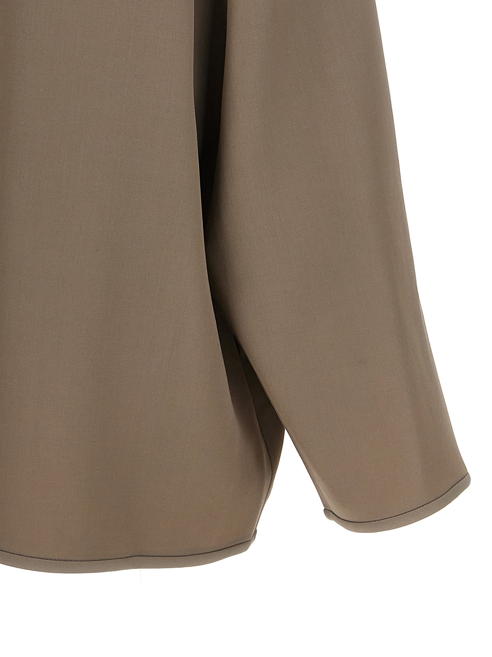 Beige Virgin Wool Full-Length Jacket