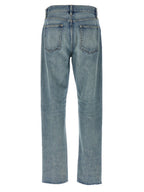 Blue Cotton Straight-Leg Jeans