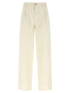 Beige Cotton Casual Pants