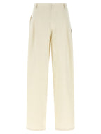 Beige Cotton Casual Pants