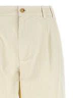 Beige Cotton Casual Pants