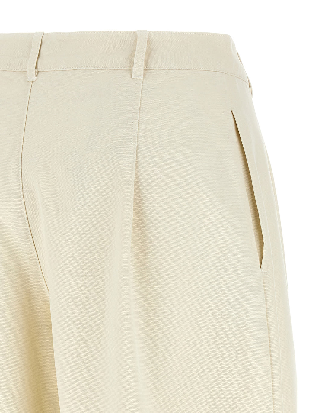 Beige Cotton Casual Pants
