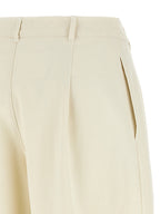 Beige Cotton Casual Pants