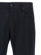 Blue Cotton Casual Pants