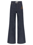 Blue Cotton Straight-Leg Jeans