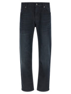 Blue Cotton Straight-Leg Jeans
