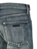 Blue Cotton Straight-Leg Jeans