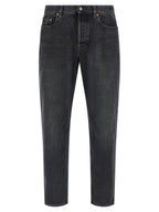 Black Cotton Straight-Leg Jeans