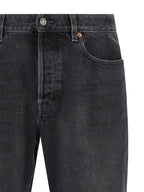 Black Cotton Straight-Leg Jeans