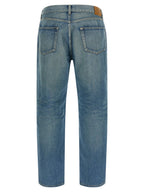 Blue Cotton Straight-Leg Jeans