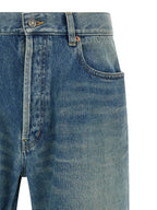 Blue Cotton Straight-Leg Jeans