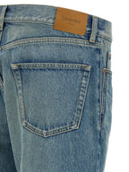 Blue Cotton Straight-Leg Jeans