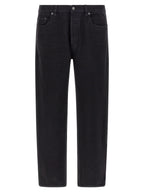 Black Cotton Straight-Leg Jeans