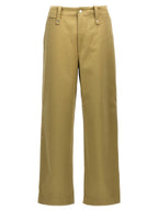 Beige Cotton Casual Pants