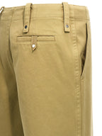 Beige Cotton Casual Pants