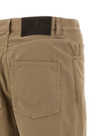 Beige Cotton Casual Pants