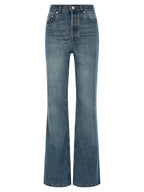 Blue Cotton Flared Jeans