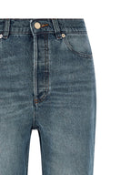 Blue Cotton Flared Jeans