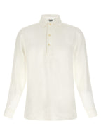 White Linen Polo Shirt