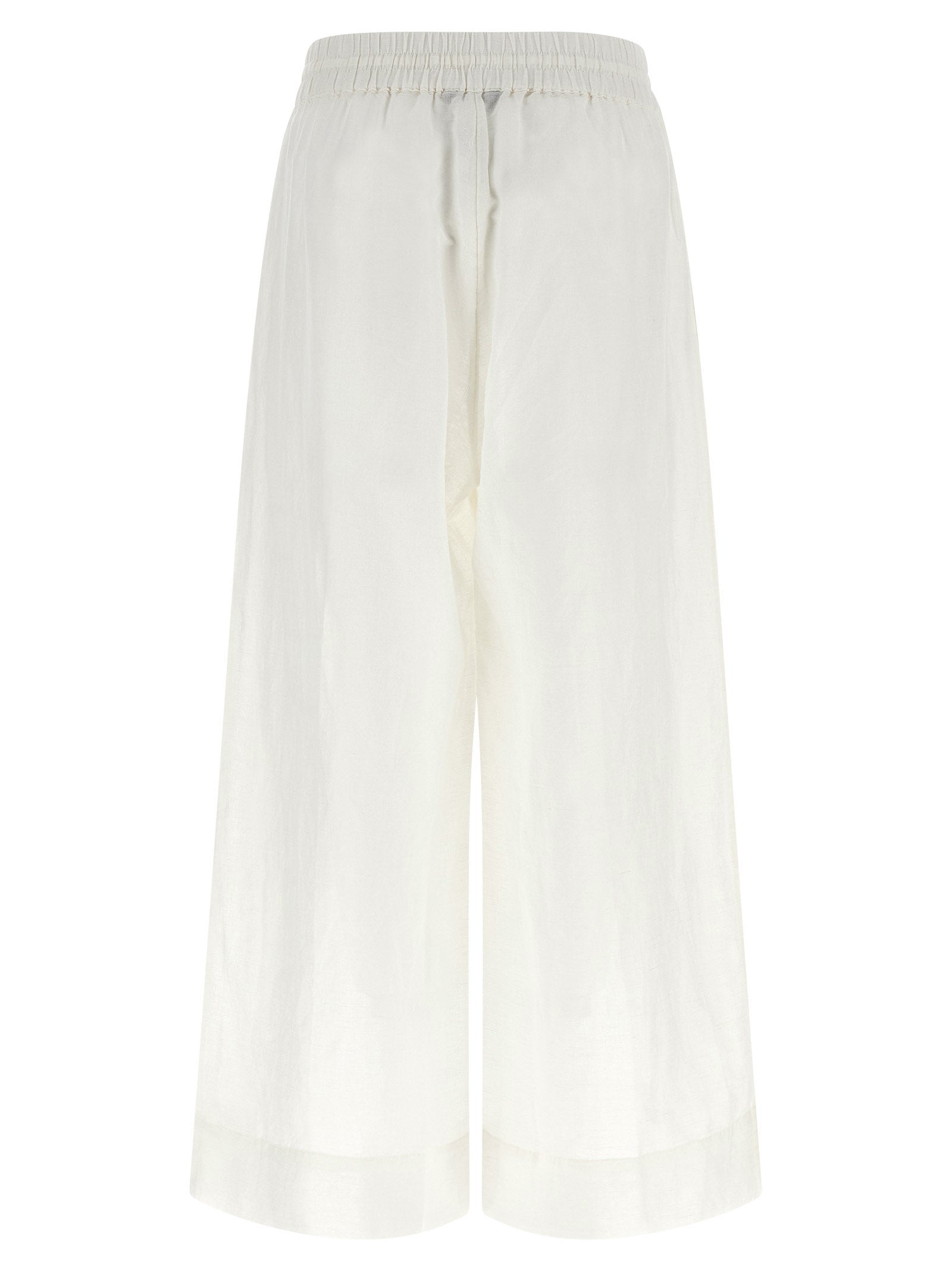 White Linen Casual Pants