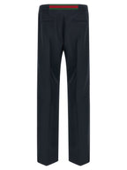 Blue Polyester Casual Pants