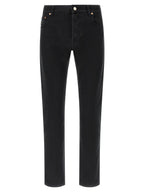 Black Cotton Straight-Leg Jeans