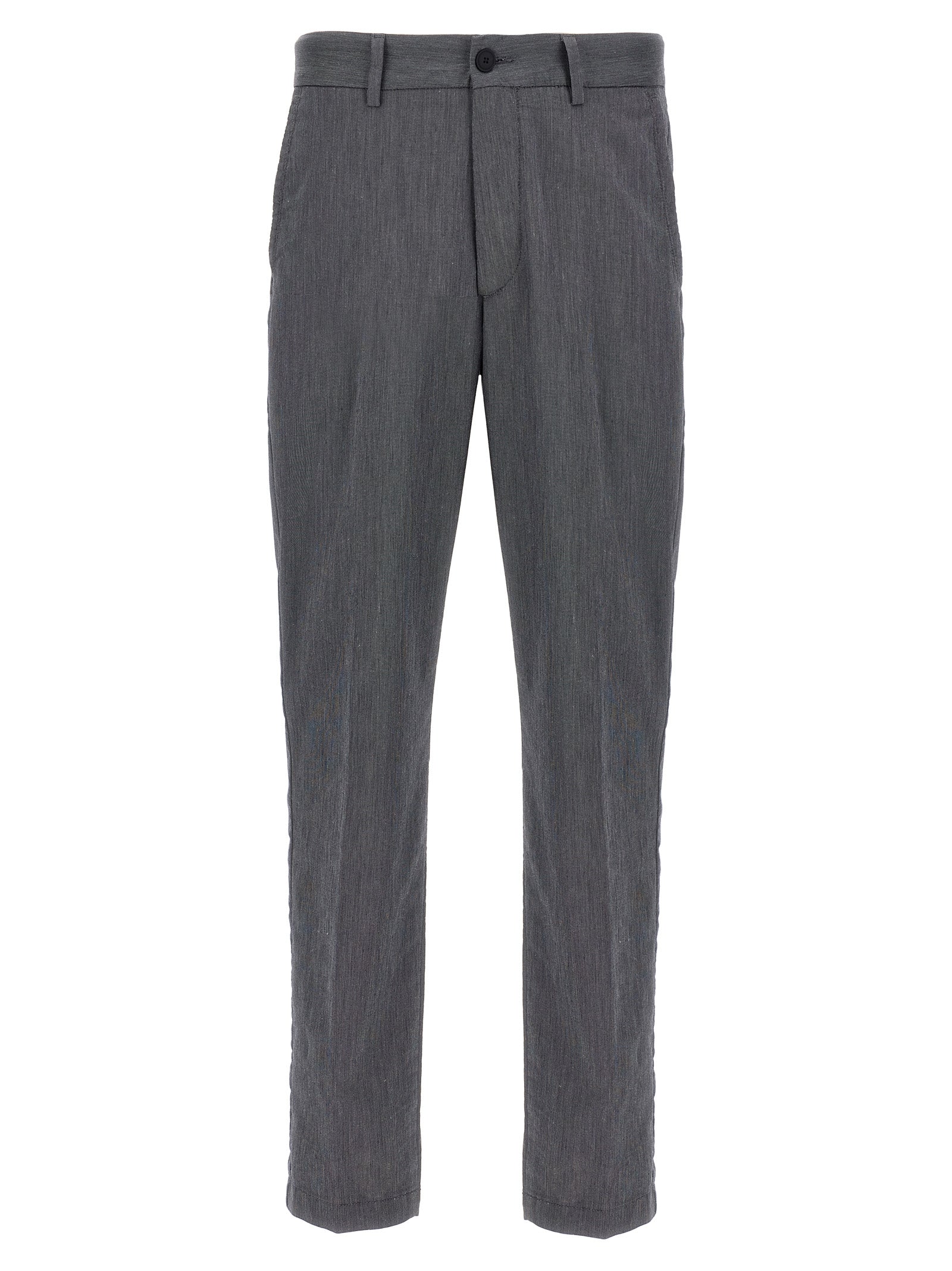 Blue Cotton Casual Pants