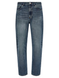 Blue Cotton Straight-Leg Jeans