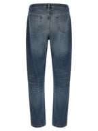 Blue Cotton Straight-Leg Jeans