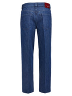 Blue Cotton Straight-Leg Jeans