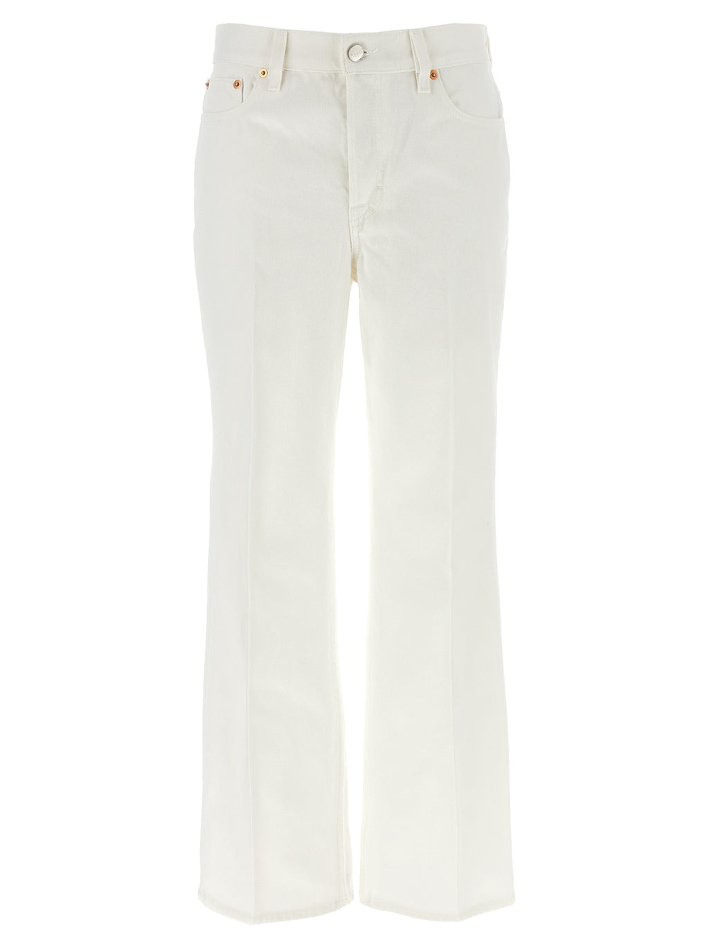 White Cotton Cropped Jeans